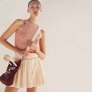 ANTHROPOLOGIE Maeve | Pleated A-Line Cotton Tennis Pickleball Mini Skirt | NWT